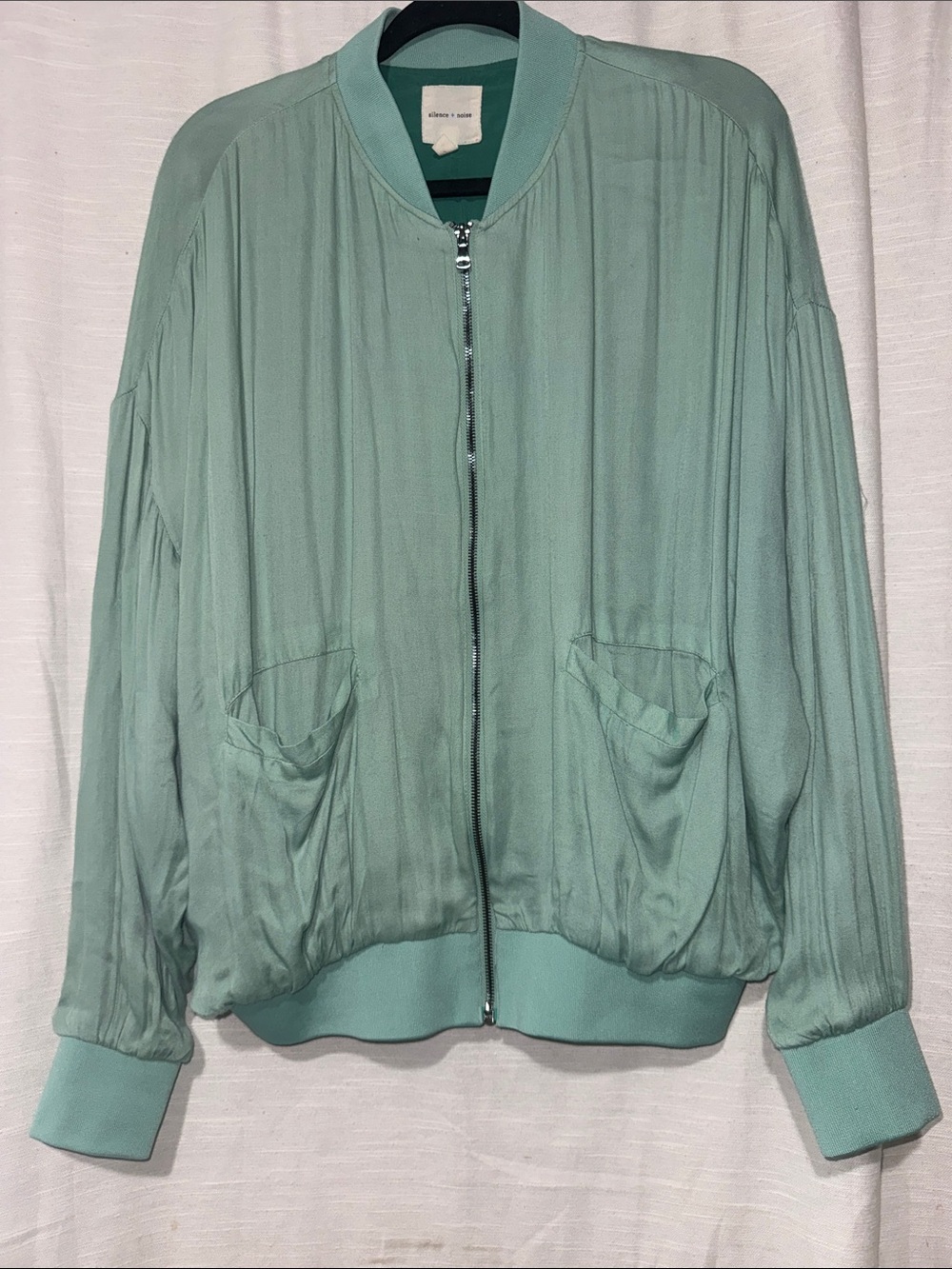 silence + noise Mint Green Bomber Jacket